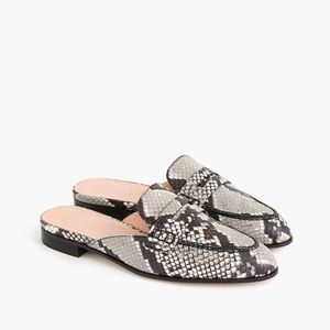 J.Crew Snakeskin Penny Loafer Mules